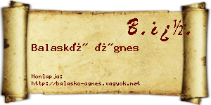 Balaskó Ágnes névjegykártya